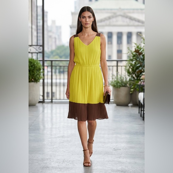 ANTONIO MELANI Dresses & Skirts - 7 ANTONIO MELANI Yellow and Brown Midi Dress